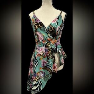 VENUS Floral and Animal Print Wrap Top Size Medium